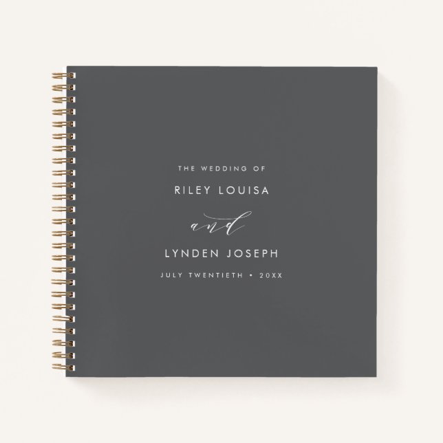 Modern Grey and Ivory Wedding Guest Book (Front)