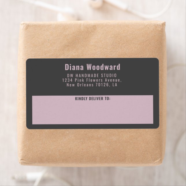 Modern Grey and Mauve Shipping Label (Insitu)