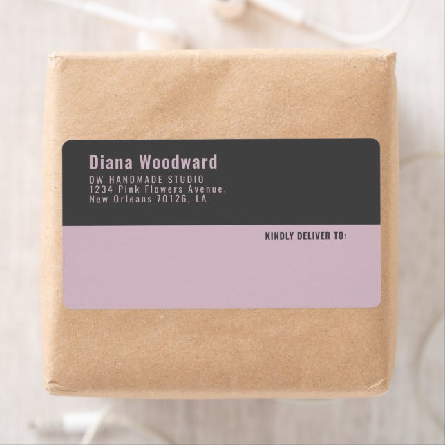 Modern Grey and Pink Geometric Shipping Label (Insitu)