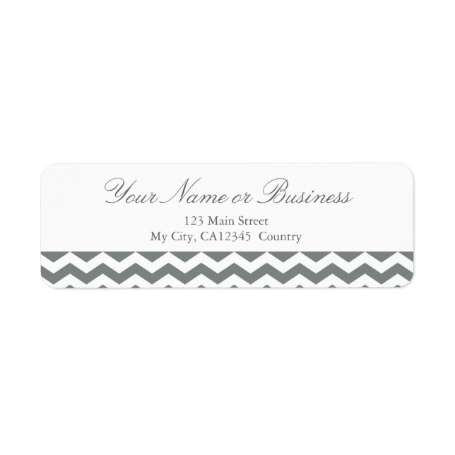 Modern grey and white chevron zigzag design custom label (Front)