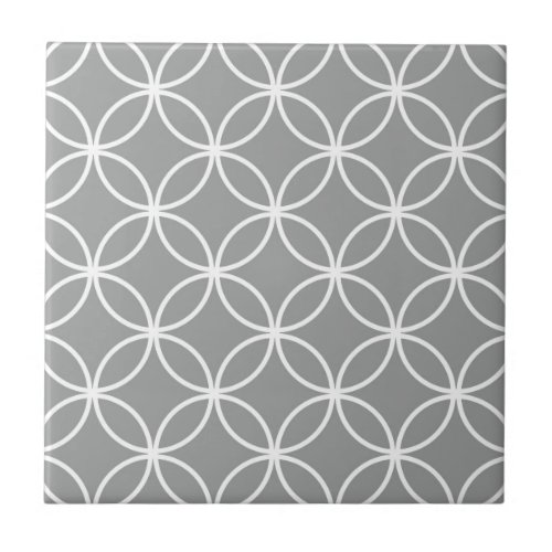 Modern Grey and White Geometric Circles Pattern Tile