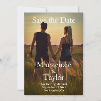 Modern Grey and White Photo Save the Date Invitation