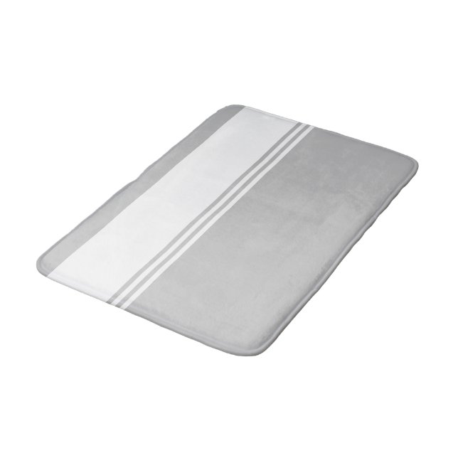 Modern Grey and White striped Bath Mat (Angled)
