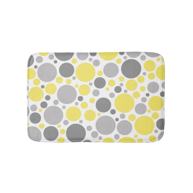 Modern Grey and Yellow Bubbles Bath Mat (Front)