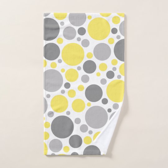 Modern Grey and Yellow Bubbles Bath Towel Set
