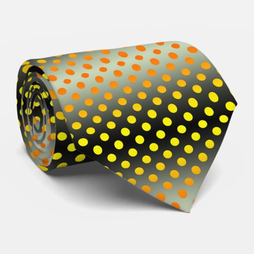 Modern Grey And Yellow Gradient Polka Dot Neck Tie