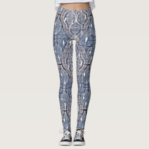 Modern Grey Atomic Ogee Contemporary Leggings