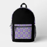 Modern Grey Backpack with Pale Purple &amp; White 