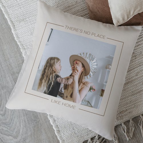 Modern Grey   Beige  Family Photo  Home Gift Th Throw Pillow