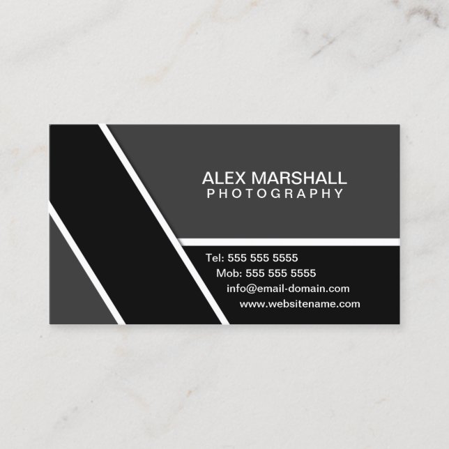 Modern Grey Black Business Card (Front)