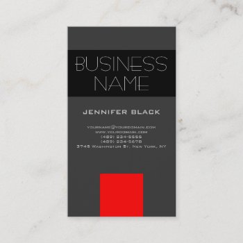 Modern Grey Black Red Consultant Business Card by hizli_art at Zazzle
