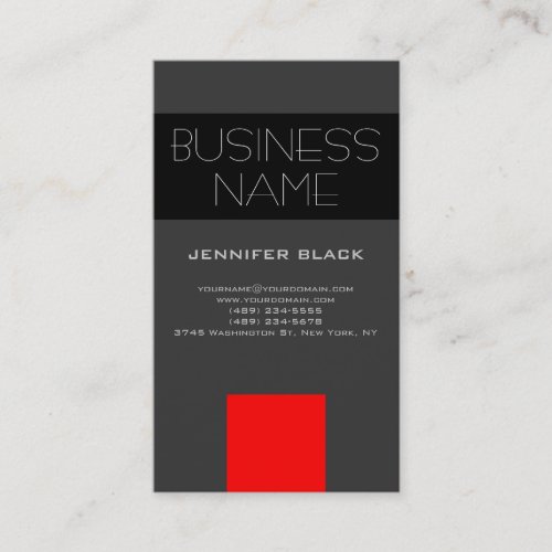 Modern Grey Black Red Consultant Business Card