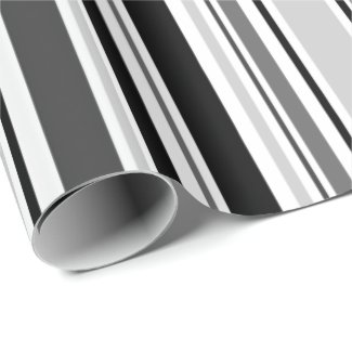 Modern Grey, Black, White Stripes Wrapping Paper