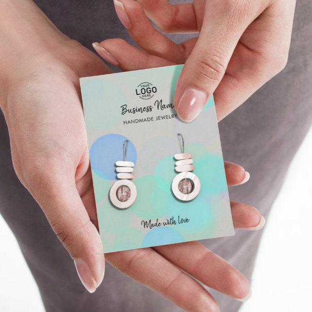 Modern Grey Blue Bubbles Earrings Display Card (Creator Uploaded)