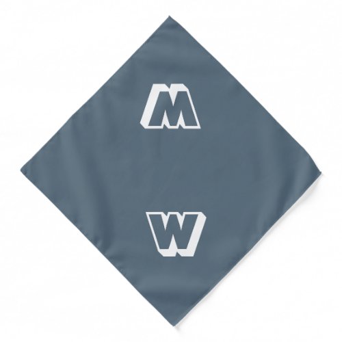 Modern grey blue custom monogram initial cute dog bandana