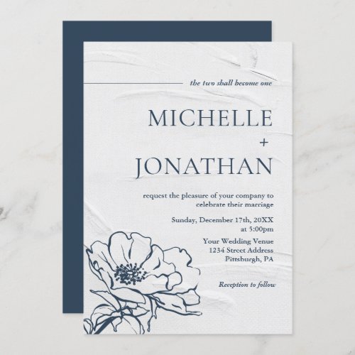 Modern Grey Blue Simple Rose Christian Wedding Invitation
