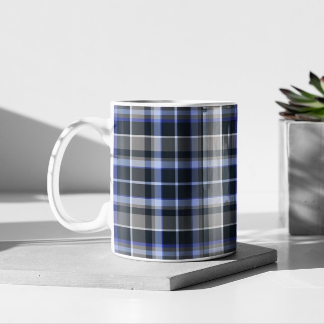 Modern Grey Blue Tartan Plaid Pattern Coffee Mug (Creator Uploaded)