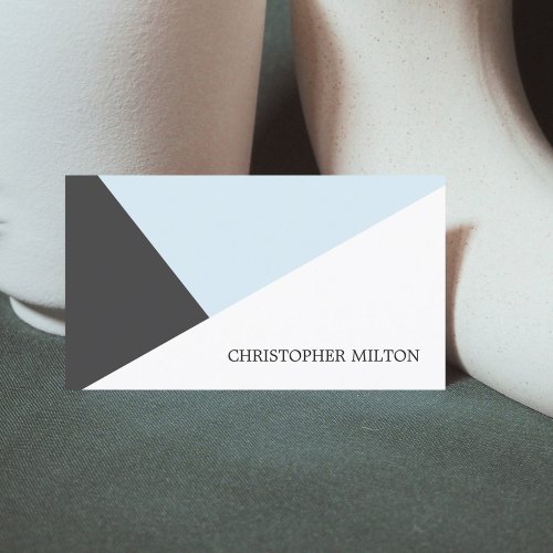 Modern Grey Blue White Geometric Consultant Business Card