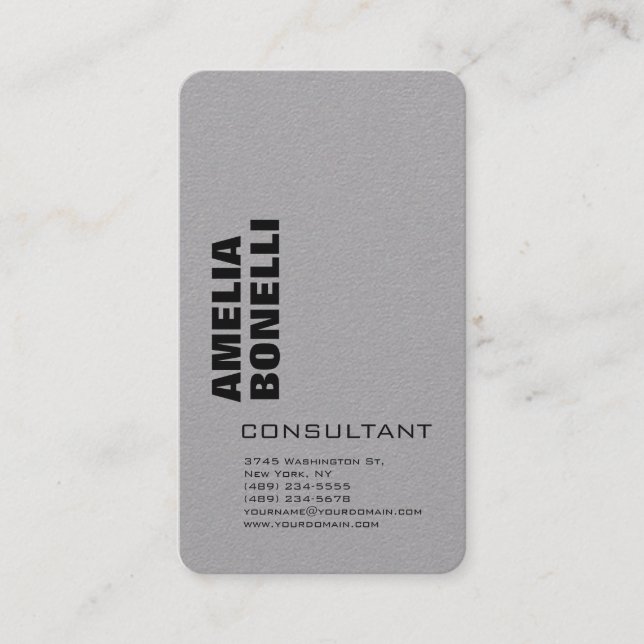 Modern Grey Bold Minimalist Professional Business Card (Front)