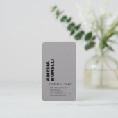 Modern Grey Bold Minimalist Professional Business Card (Standing Front)