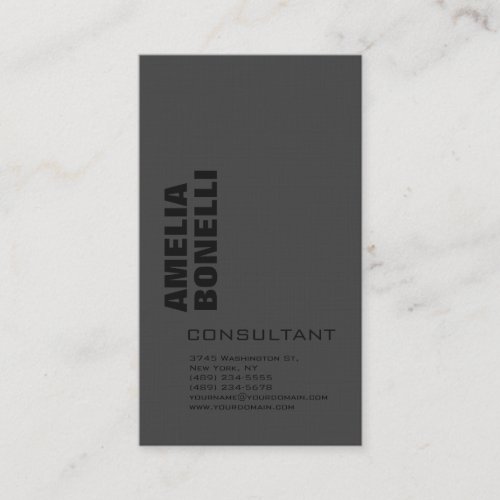Modern Grey Bold Minimalist Professional Linen Business Card