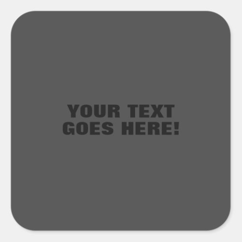 Modern Grey Bold Minimalist Professional Your Text Square Sticker