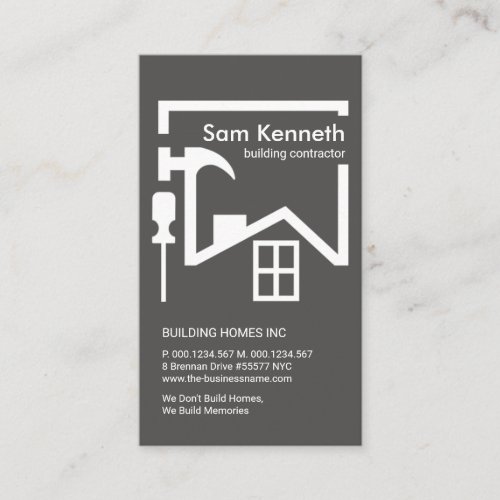 Modern Grey Building Roof Frame Construction Business Card
