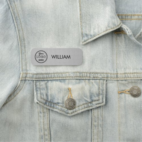 Modern Grey business logo Company Employee Staff Name Tag