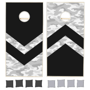 Modern Grey Camo Chevron Outdoor Bag Toss Cornhole Set
