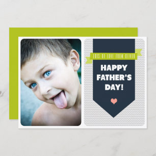 Modern Grey Chevron Photo Father's Day Card