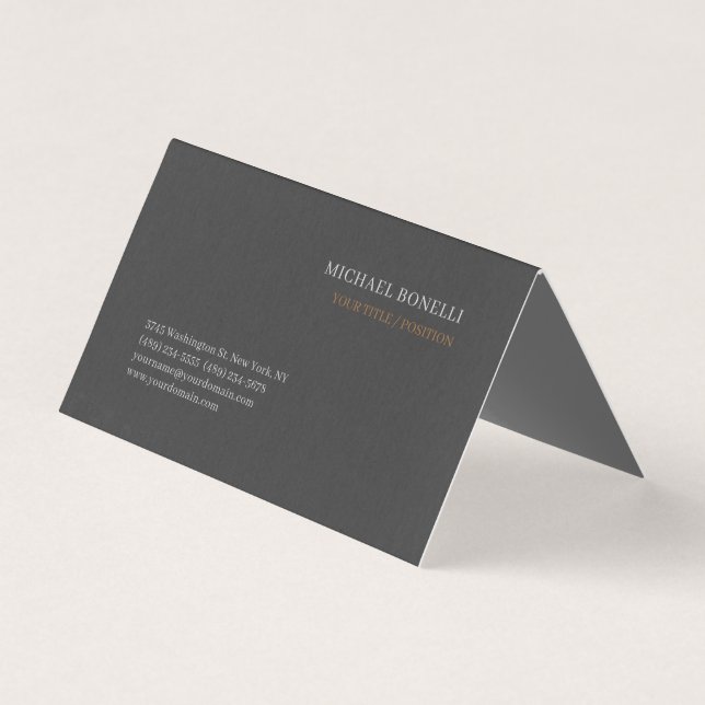 Modern Grey Chic Professional Custom Serif Font Business Card (Front)