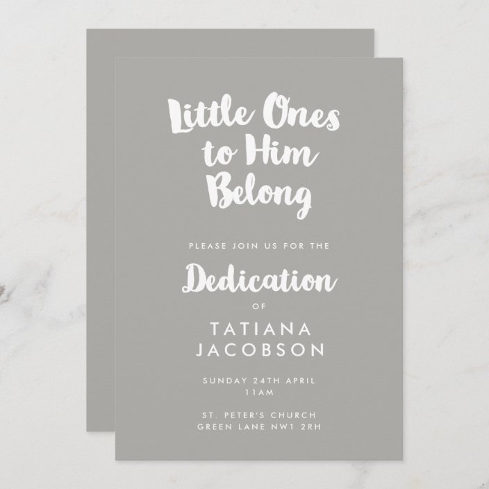 Modern Grey Christian Dedication Invitation | Zazzle.com