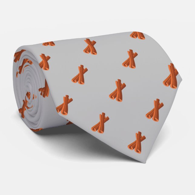 Modern Grey Cinnamon Stick Seamless Pattern Neck Tie (Rolled)