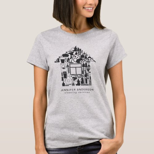 Modern Grey Cleaning Services T_Shirt