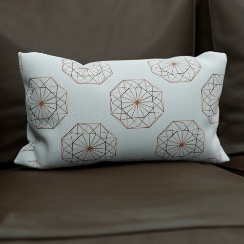 Modern Grey Copper Octagon Pattern Lumbar Pillow