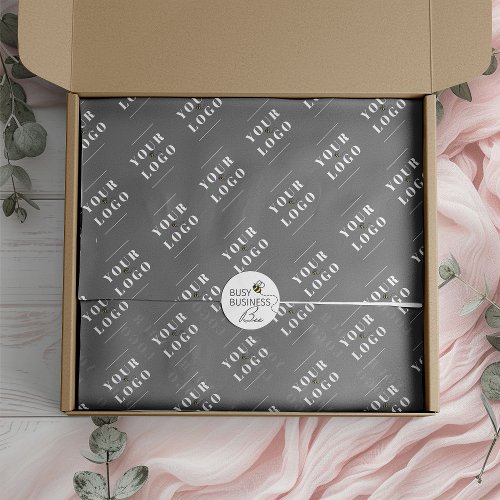 Modern Grey Custom Branded Tiled Logo Message Tissue Paper