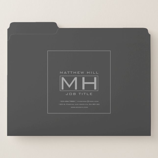 Modern Grey & Dark Grey Business Professional File Folder (Front Left)