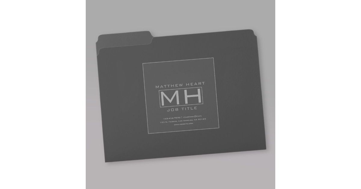 Grey File Card Modern Grey & Dark Grey Professional File Folder | Zazzle