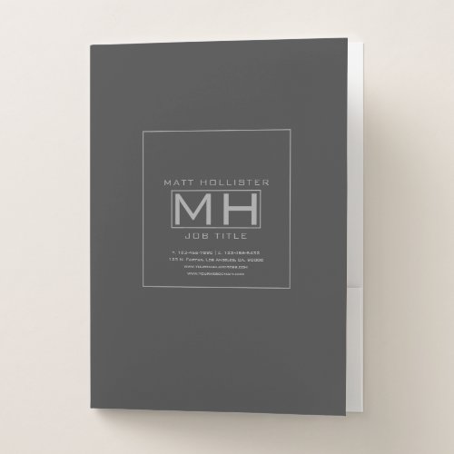 Modern Grey  Dark Grey winfo Professional Pocket Folder