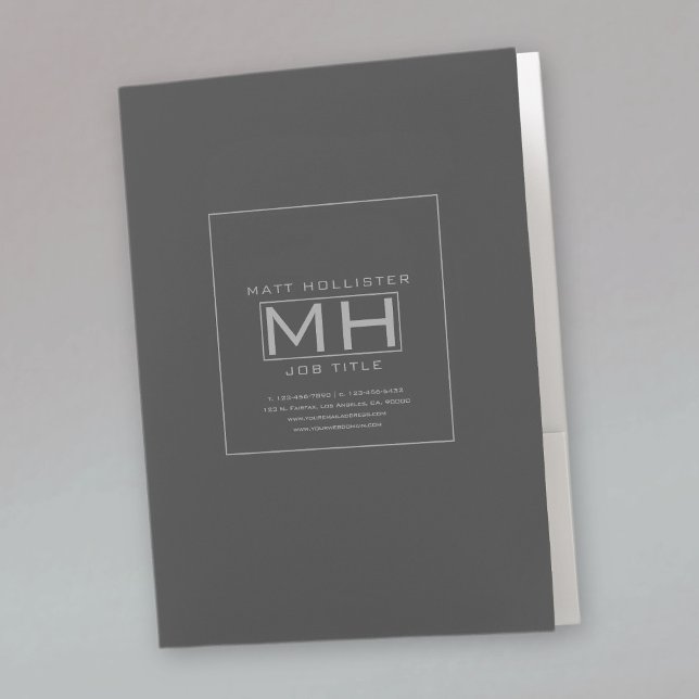 Modern Grey & Dark Grey (w/info) Professional Pocket Folder (Creator Uploaded)