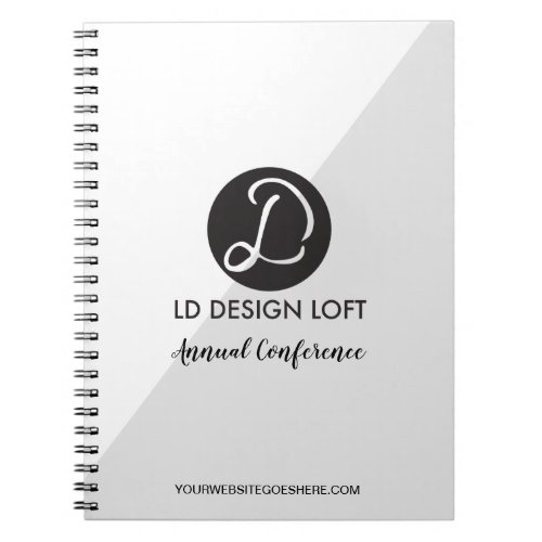 Modern Grey Diagonal Custom logo Conference Notebook