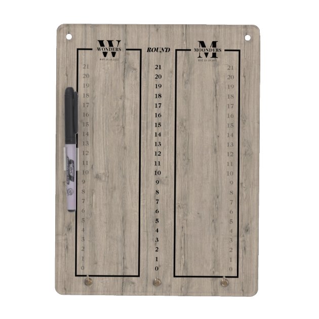 Modern Grey Driftwood Grain Cornhole Scoreboard Dry Erase Board