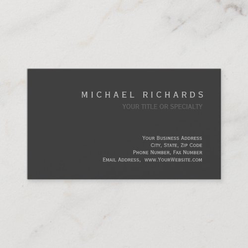 Modern Grey Elegant Simple Plain Business Card