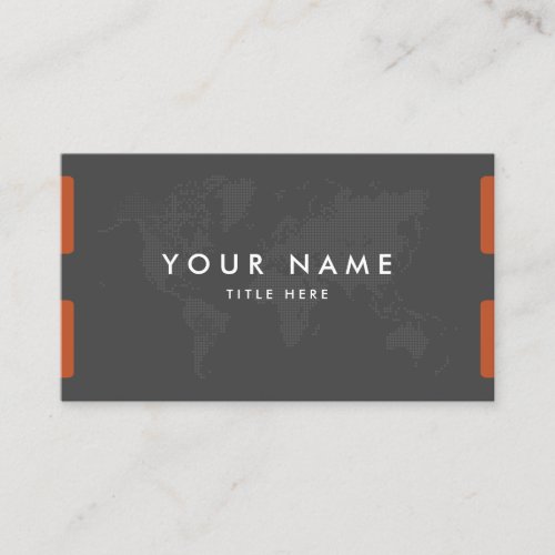 Modern Grey Elegant World Map with Edge Ribbons Business Card