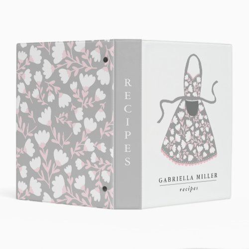 Modern Grey Floral Apron Avery Mini Binder