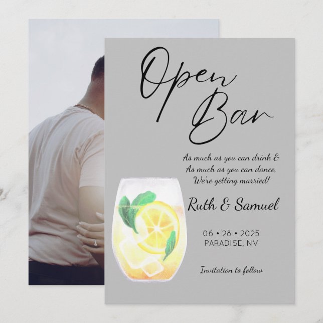 Modern Grey Funny Photo  Save The Date (Front/Back)