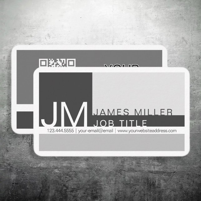 Modern Grey Geometric Dark Grey White Business Business Card (Creator Uploaded)