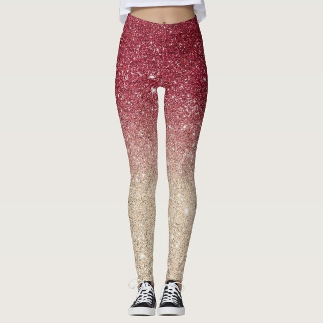Modern Grey Glitter Sparkles Leggings (Front)