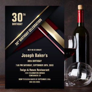 Modern Grey Gold 30th Birthday Party Invitation
