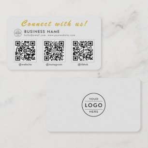 Modern Grey Gold 3 QR Code Multi Social Business Card
